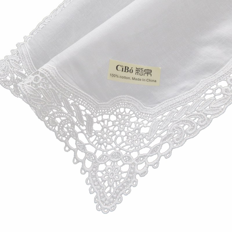 Monogrammed Handkerchief - A009 White Cotton 100 Piece Lace