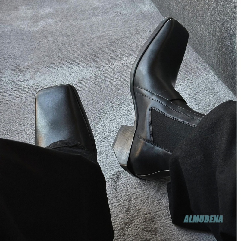 Square Toe Men's Black Leather - Men'S Formal Style ulasan dan harga