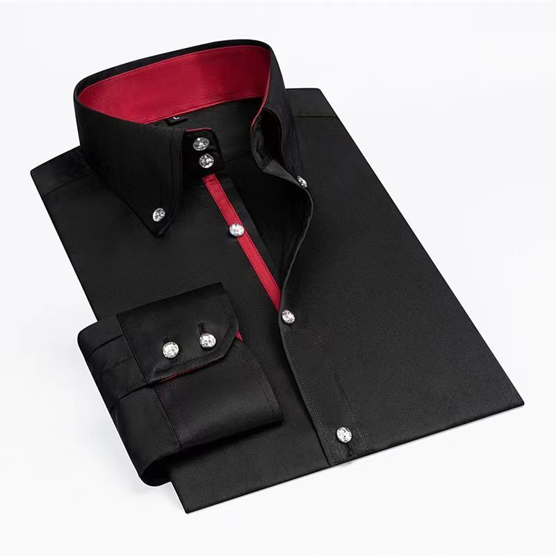 Men Designer Dress Shirt Butto - Korean Men Formal Wear ulasan dan harga