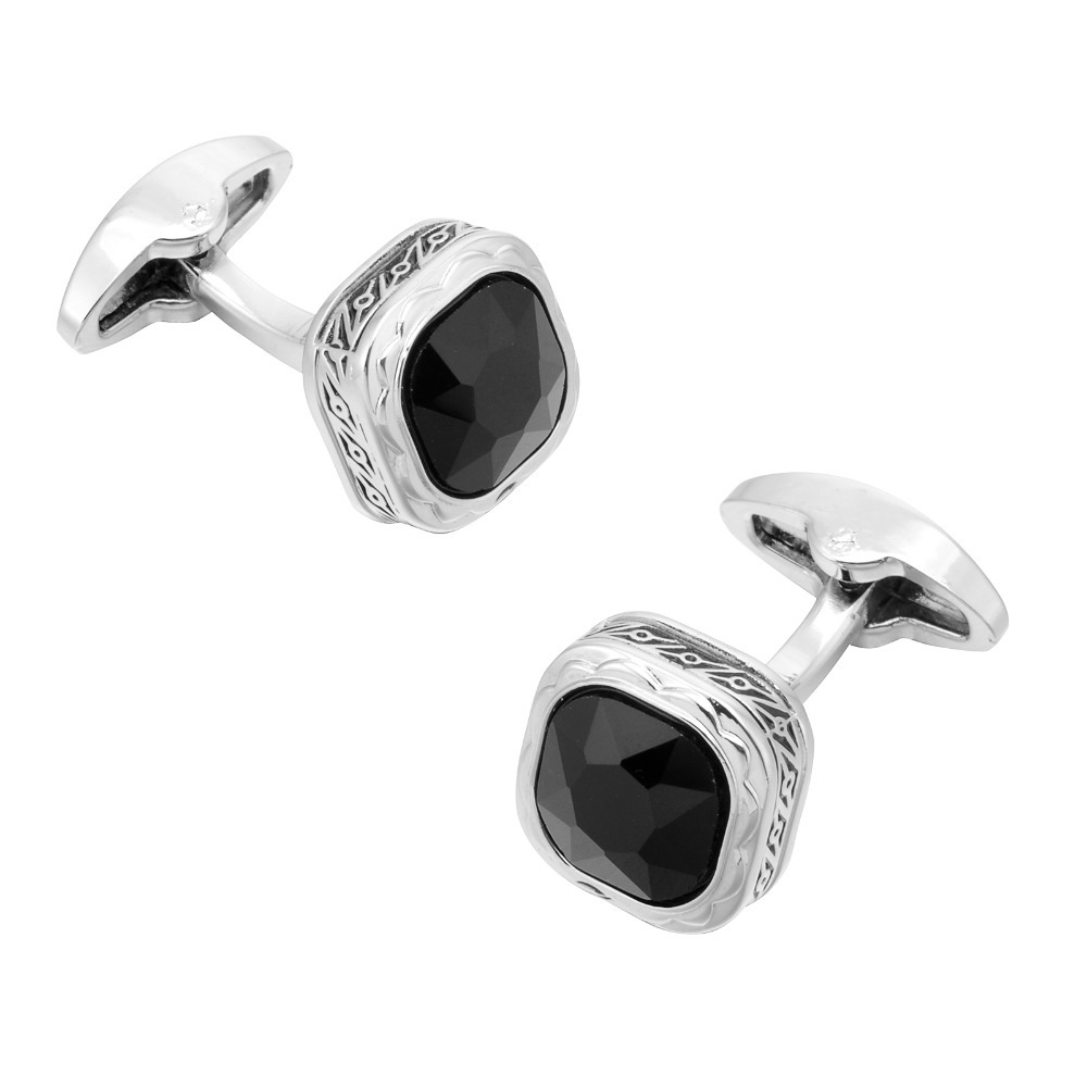 Black Gemstone French Cufflink - Dress Shirt French Cuff ulasan dan harga
