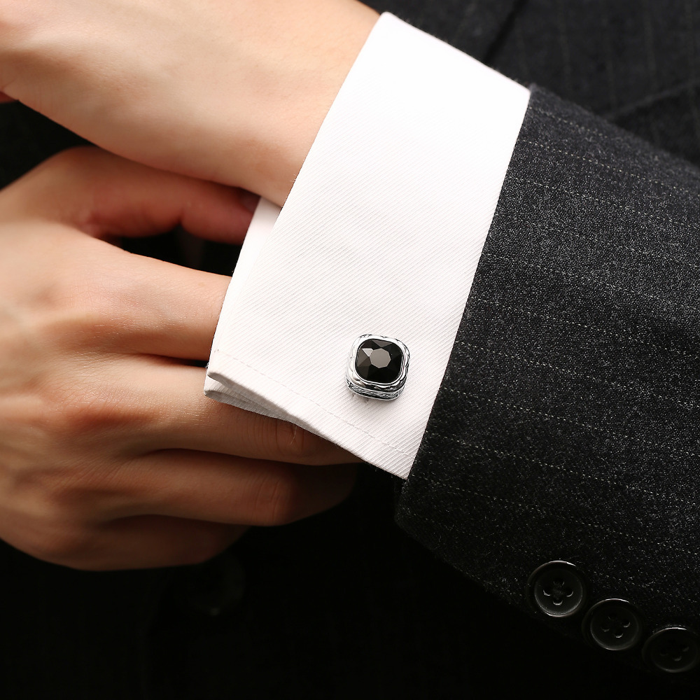 Black Gemstone French Cufflink - Dress Shirt French Cuff ulasan dan harga
