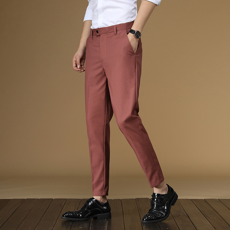 Summer Suit Pants Men Red Blac - Men Formal Wear Office ulasan dan harga