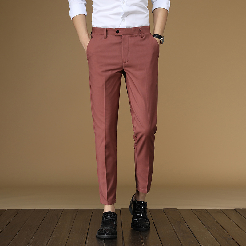 Summer Suit Pants Men Red Blac - Men Formal Wear Office ulasan dan harga