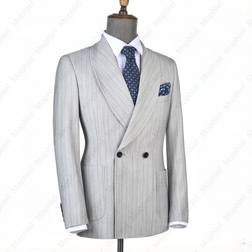 Mophiel Light Grey Men Suits S - Men Formal Wear Office ulasan dan harga