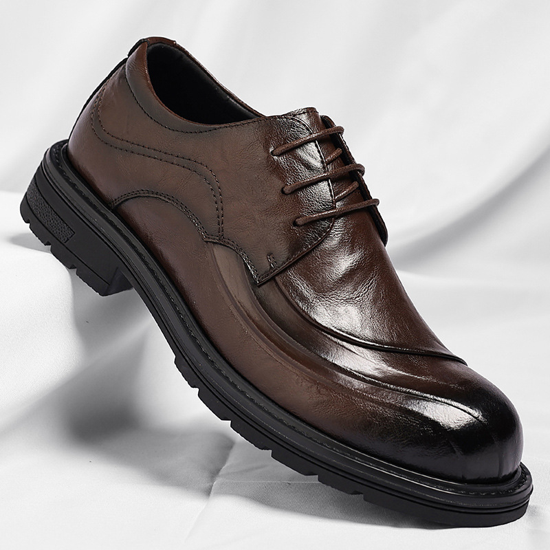 Brown Burnished Genuine Leathe - Men Formal Wear Office ulasan dan harga