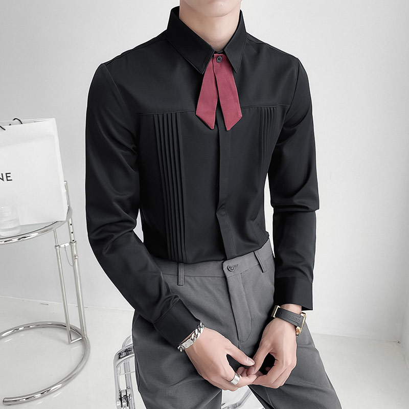 Luxury Men Wedding Party Shirt - Korean Men Formal Wear ulasan dan harga