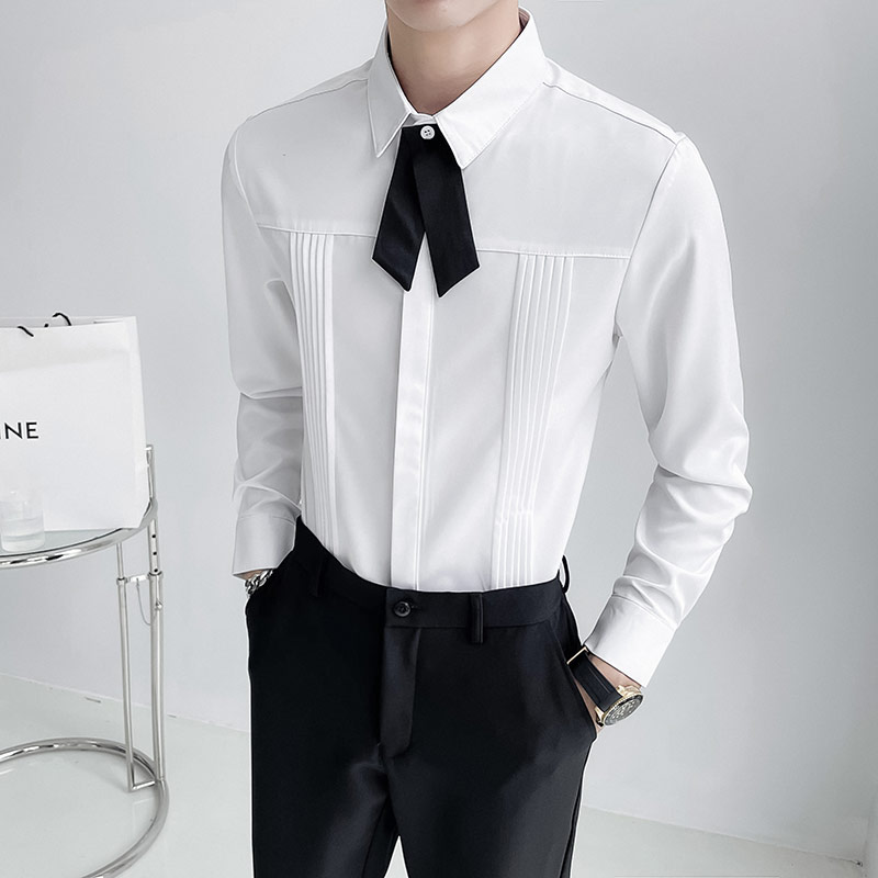 Luxury Men Wedding Party Shirt - Korean Men Formal Wear ulasan dan harga