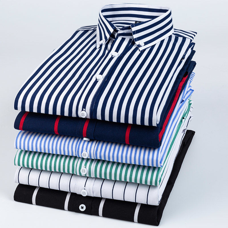 Mens Dress Shirts Striped Long - Korean Men Formal Wear ulasan dan harga