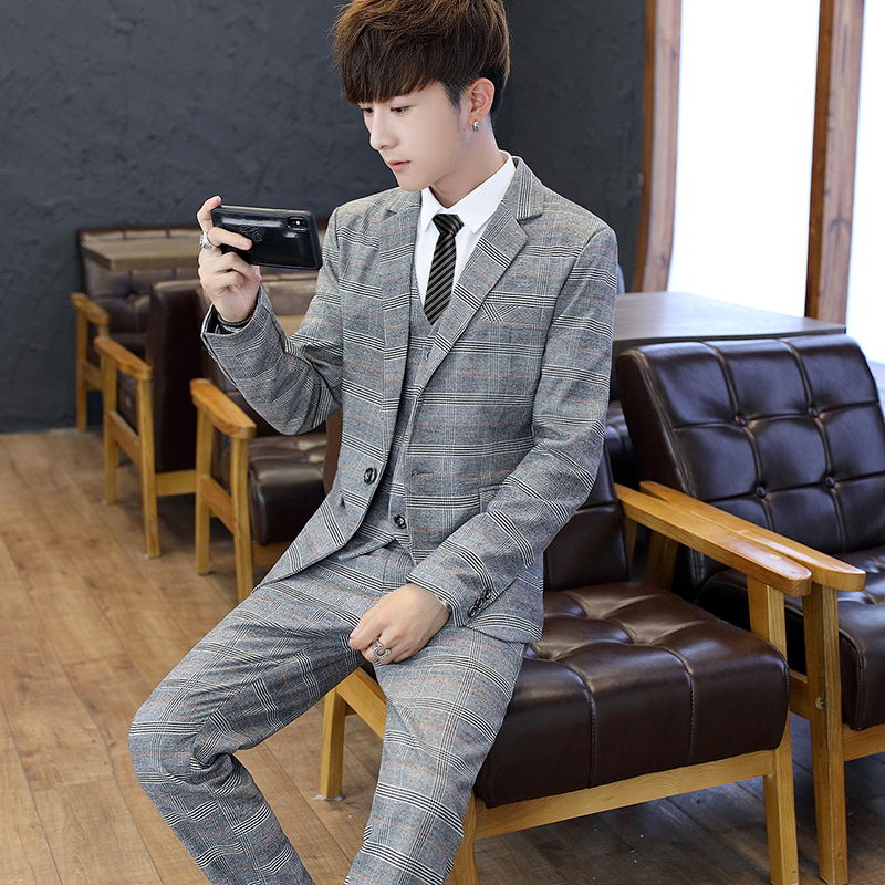 Slim Fit Tee Piece Suit Set fo - Korean Men Formal Wear ulasan dan harga