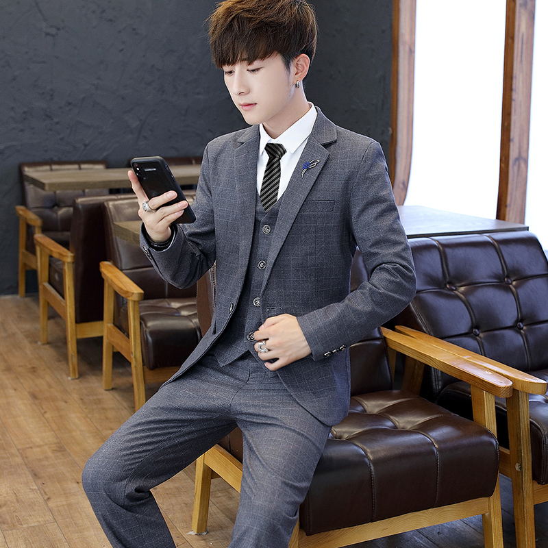 Slim Fit Tee Piece Suit Set fo - Korean Men Formal Wear ulasan dan harga
