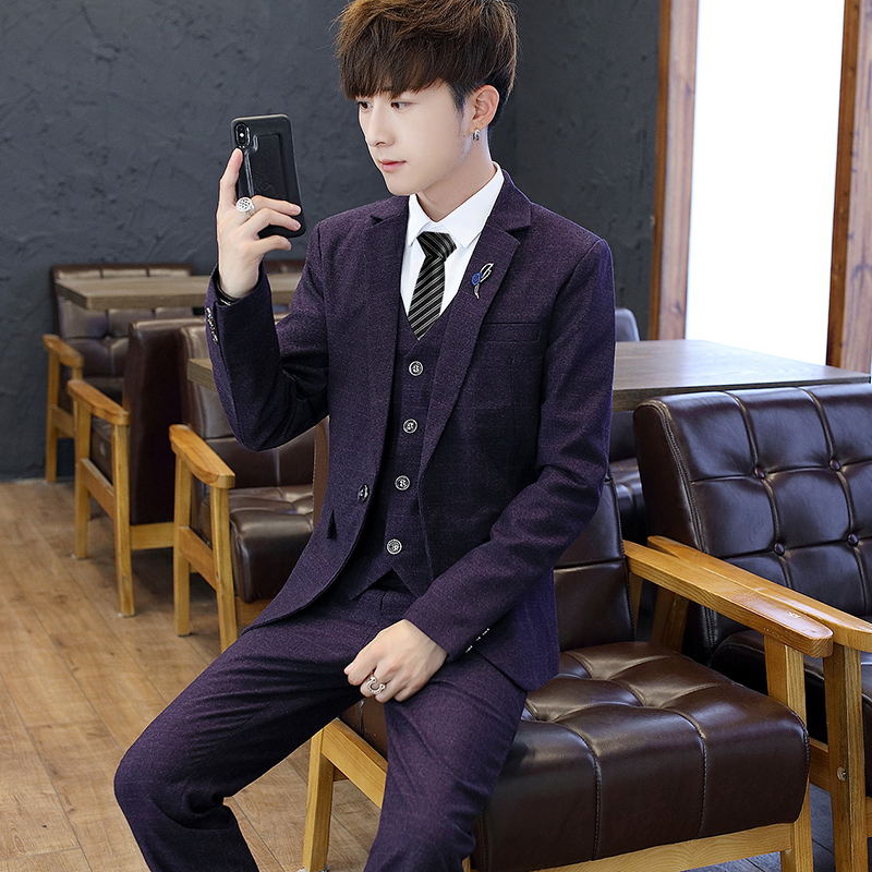 Slim Fit Tee Piece Suit Set fo - Korean Men Formal Wear ulasan dan harga