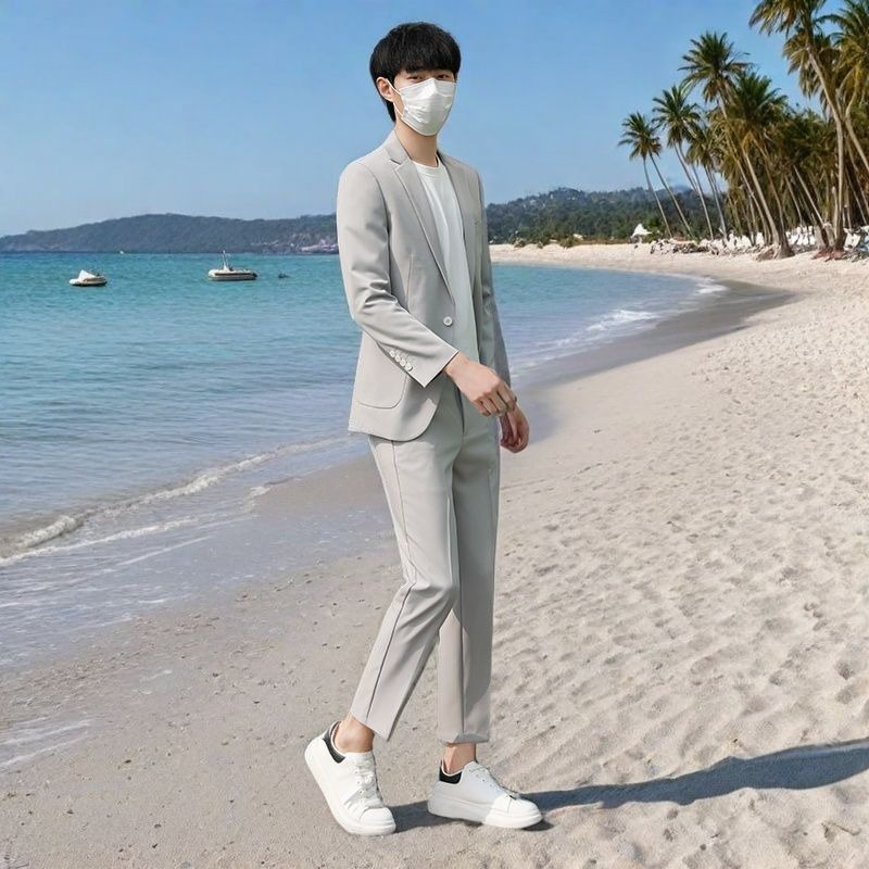 Men's Lightweight Summer Suit  - Korean Men Formal Wear ulasan dan harga