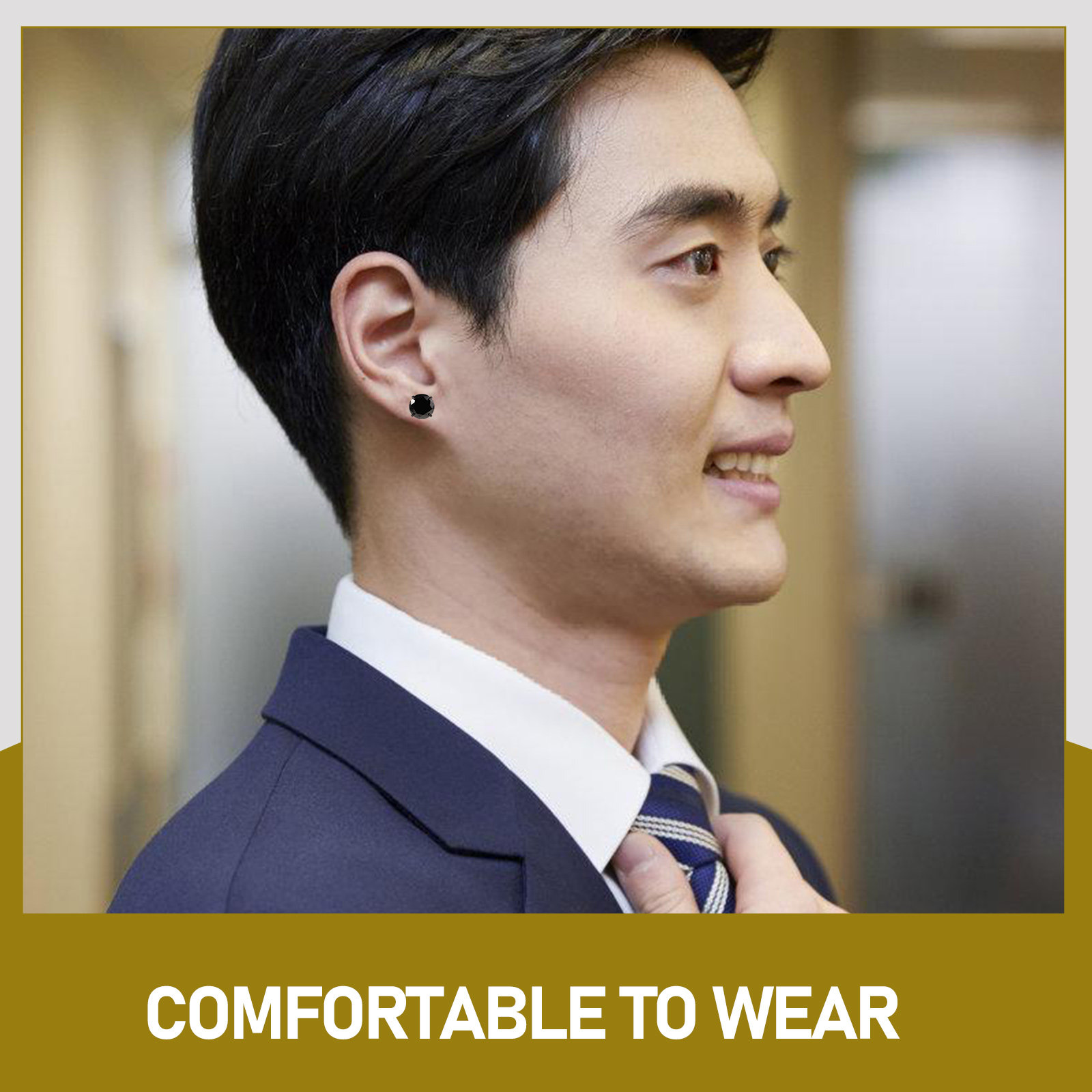 1Pair Titanium Steel Black Zir - Men'S Formal Wear Jewelry ulasan dan harga