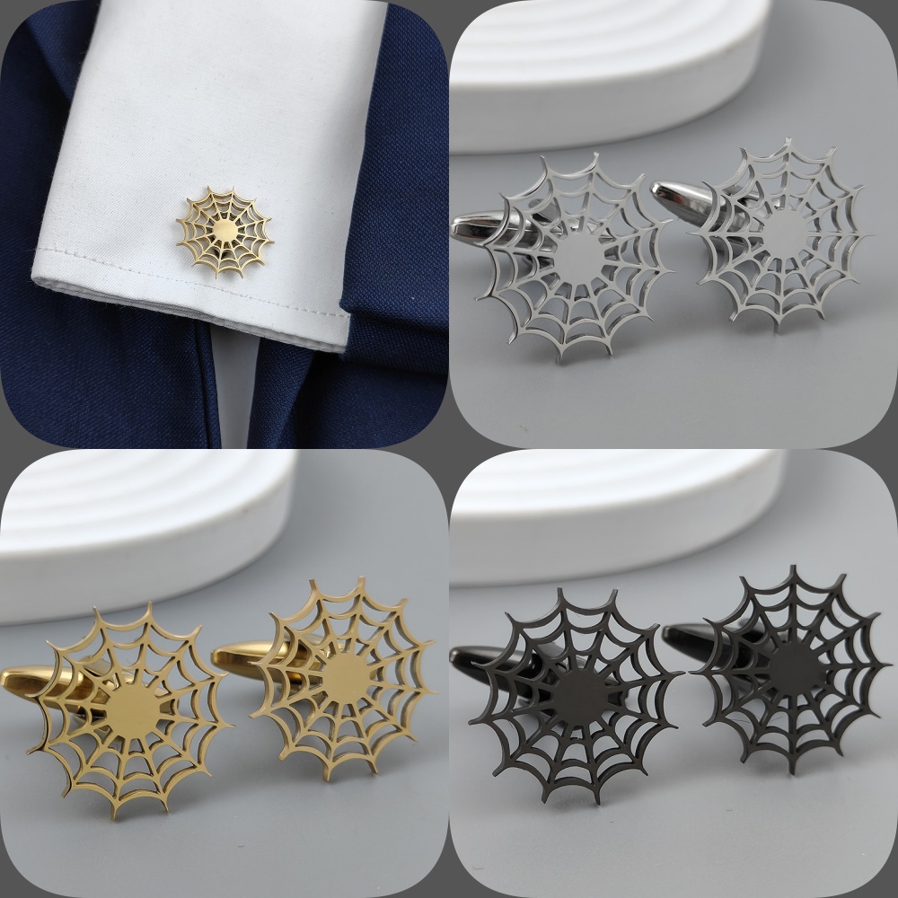 Silver spider web hollow gold- - Dress Shirt French Cuff ulasan dan harga
