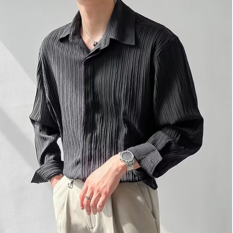 Black Apricot White Long-sleev - Korean Men Formal Wear ulasan dan harga