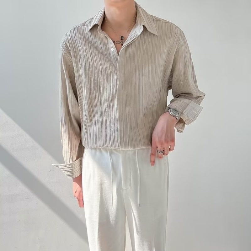 Black Apricot White Long-sleev - Korean Men Formal Wear ulasan dan harga