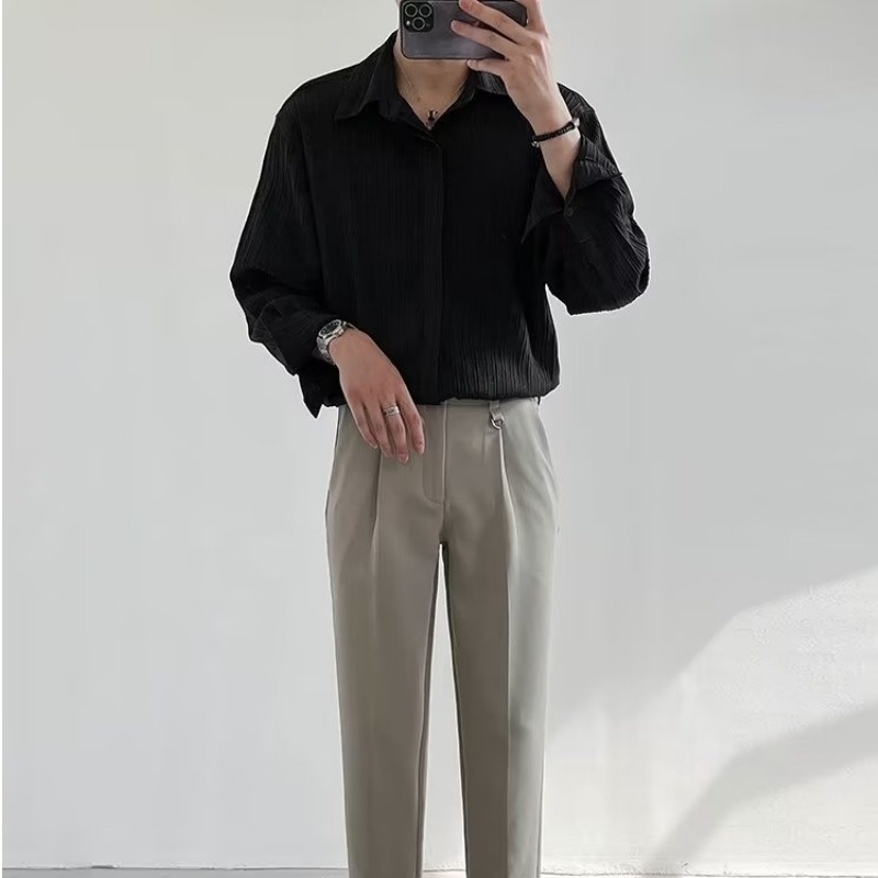 Black Apricot White Long-sleev - Korean Men Formal Wear ulasan dan harga